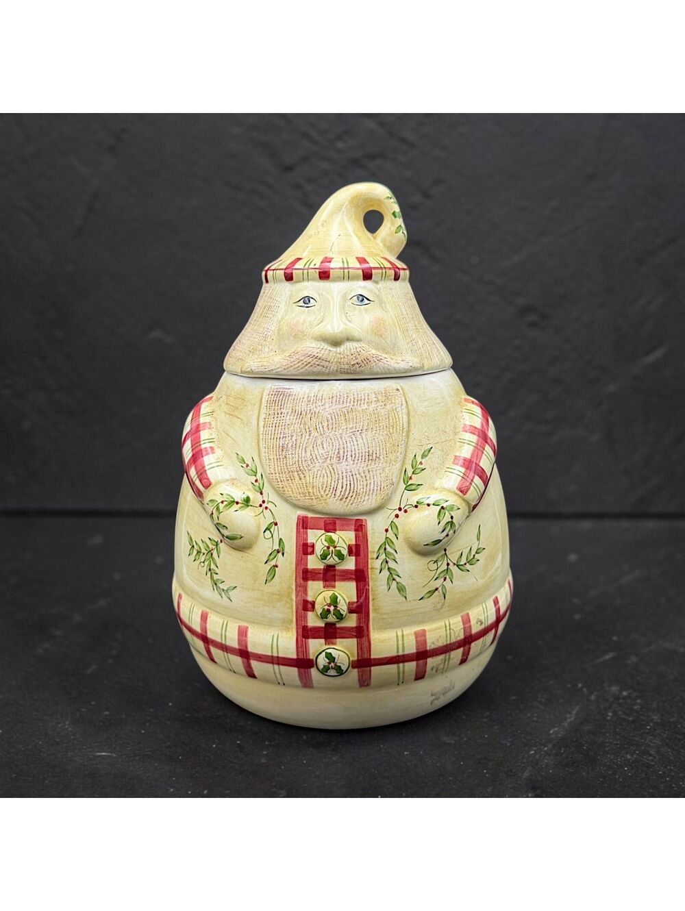 Large Vtg Laurie Gates Los Angeles Pottery Santa Cookie Jar Christmas Canister
